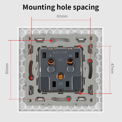AnjieloSmart 86-type European standard German-style waterproof switch and socket, 16A power outlet, with tempered glass panel, suitable for kitchens and bathrooms.
