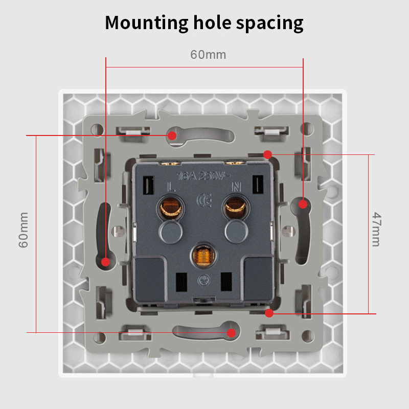AnjieloSmart European Standard 86 Type French Style Wall Socket 16A Tempered Glass Panel European Standard