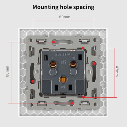 AnjieloSmart European Standard 86 Type French Style Wall Socket 16A Tempered Glass Panel European Standard