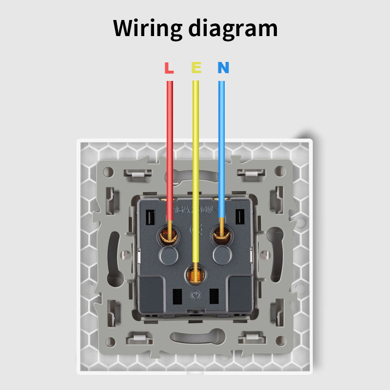 AnjieloSmart 86-type European standard German-style waterproof switch and socket, 16A power outlet, with tempered glass panel, suitable for kitchens and bathrooms.