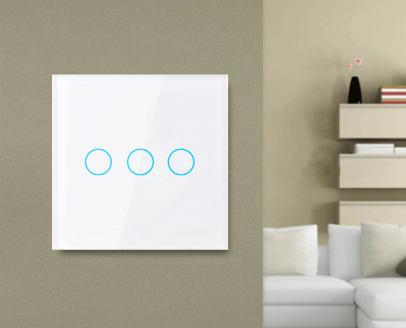 AnjeloSmart Type 86 European standard single touch switch, 1/2/3 gang touch sensor switch, glass panel light switch