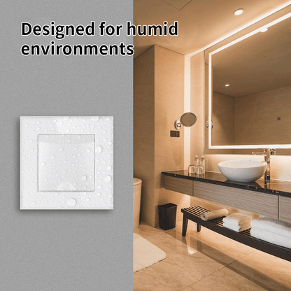 AnjieloSmart 86-type European standard German-style waterproof switch and socket, 16A power outlet, with tempered glass panel, suitable for kitchens and bathrooms.