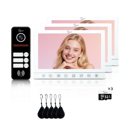 AnjieloSmart 7-Inch Smart Touchscreen Video Door Phone with 1080P HD Camera & Night Vision - 2-Door Intercom System for Homes, Villas and Apartments