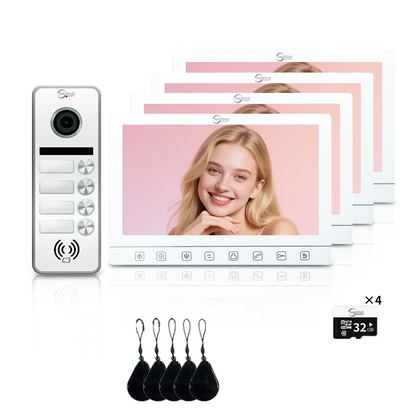 AnjieloSmart 7-Inch Smart Touchscreen Video Door Phone with 1080P HD Camera & Night Vision - 2-Door Intercom System for Homes, Villas and Apartments