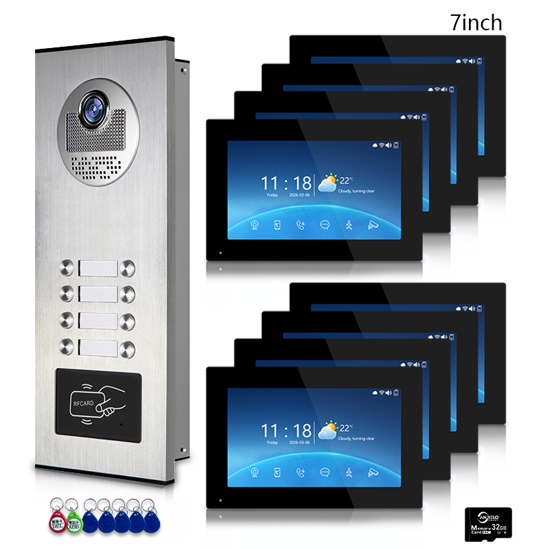 Anjielo 7 Inch 4-Wire Screen Villa Apartment Tuya Smart Life  Motion Detection Video Intercom System