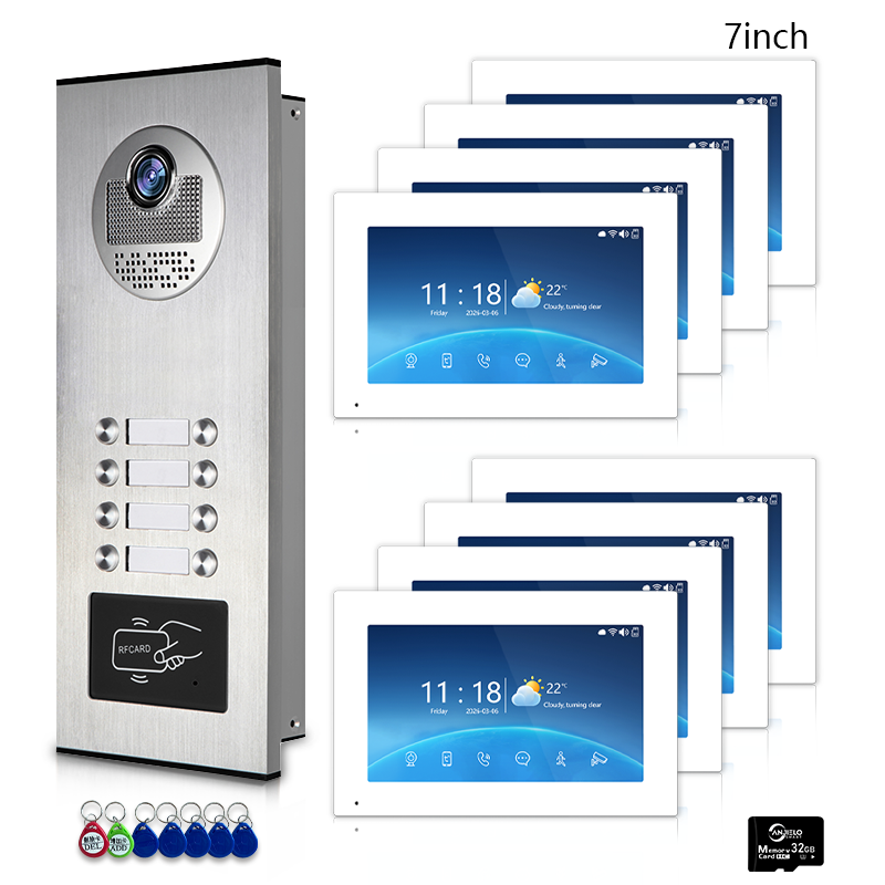 Anjielo 7 Inch 4-Wire Screen Villa Apartment Tuya Smart Life  Motion Detection Video Intercom System