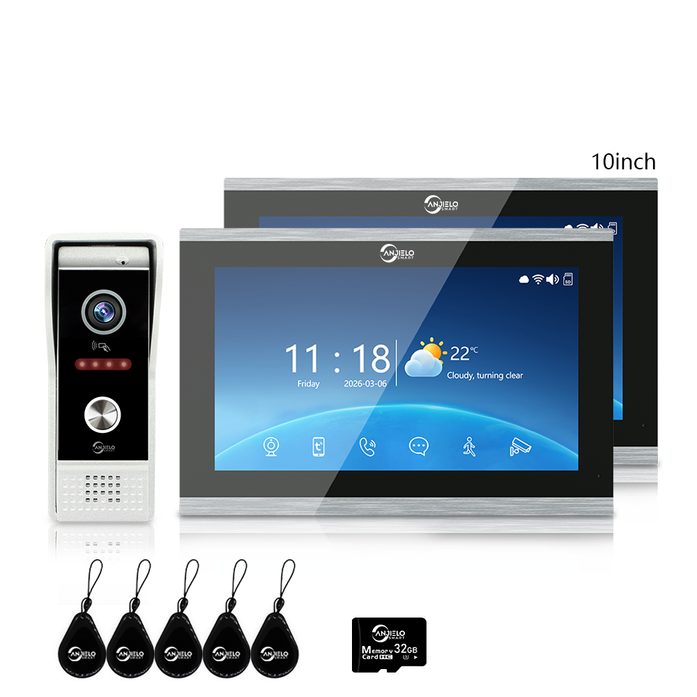 Anjielo Smart 4-Wire Video Intercom SystemPhoto Frame Background Music MotionDetection with Infrared Night Vision 3 in 1 Video Intercom System