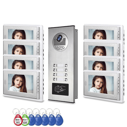 Anjielo apartment intercom system 7-inch video doorbell intercom kit aluminum alloy camera can be equipped with 2/3/4 intercom system