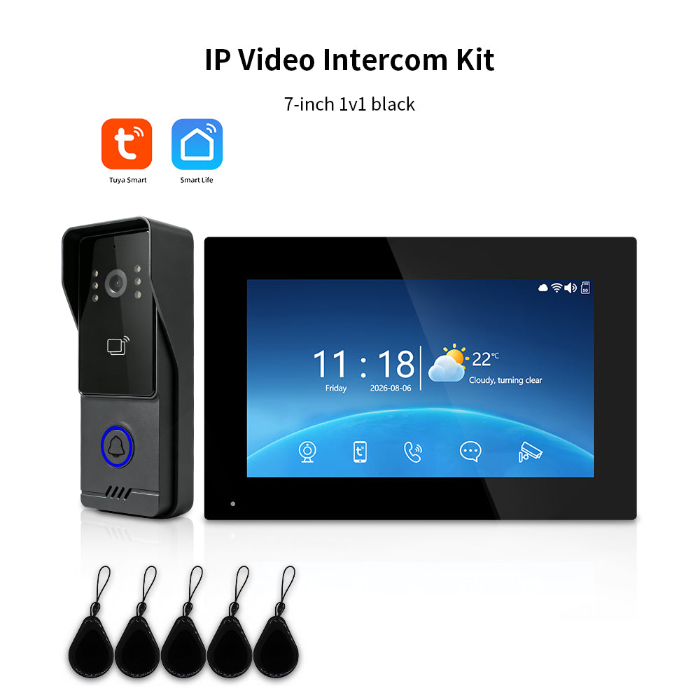 Anjielo Tuya IP Video Intercom System, 1080P Villa Video Door Phone with Remote Unlock, Infrared Night Vision, Motion Detection