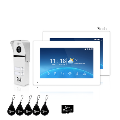 Anjielo Smart 4-Wire Tuya Video Intercom System 7/10 Inch Touch Screen Multi Family Video Door Phone 1080P IR Night Vision RFID Card Unlock