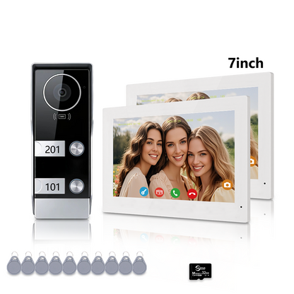 AnjieloSmart Tuya Smart 2-Wire Video Intercom System 7" HD Touch Screen for 2-4 Families