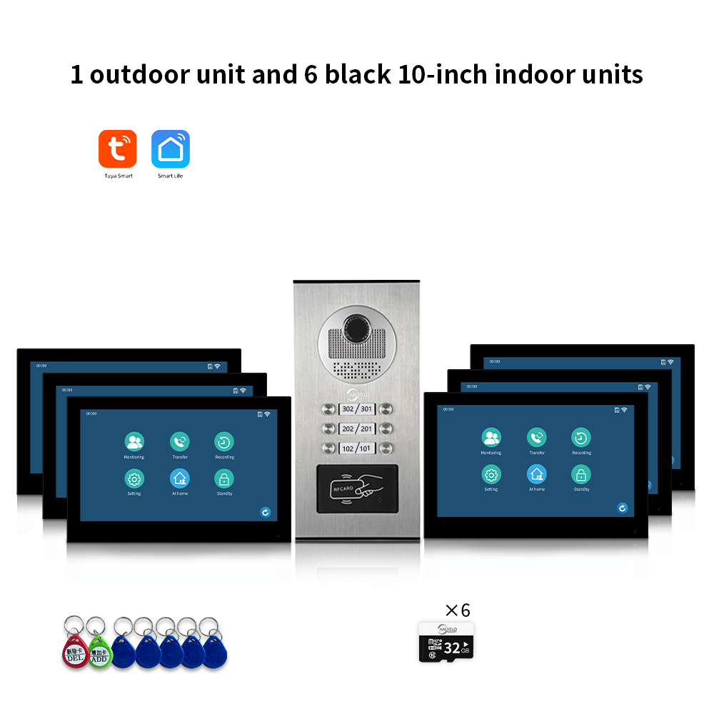 AnjieloSmart Newest Building Video Intercom System Tuya Wifi 1080P with 7/10 Inch Monitor for Multi Apartment