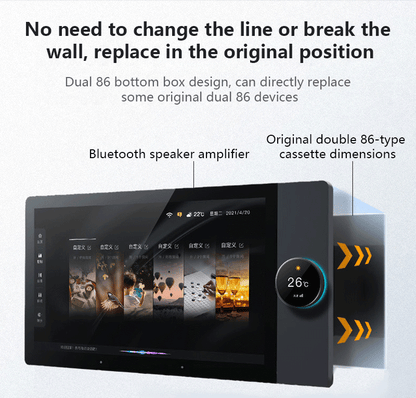 Anjielo 8-inch multi-functional central control host with knob control and dual 86 base units for home-wide automatic control.