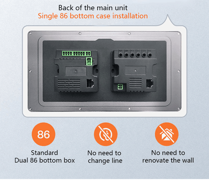 Anjielo 8-inch multi-functional central control host with knob control and dual 86 base units for home-wide automatic control.