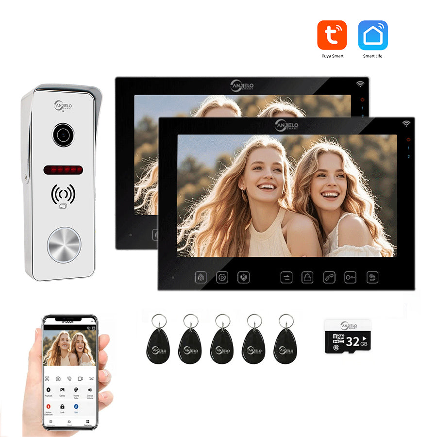 AnjieloSmart Tuya Wifi 7 inch Monitor Video Doorbell Video Door Phone Intercom System Access Control Camera Smart Apartment IC card unlocking