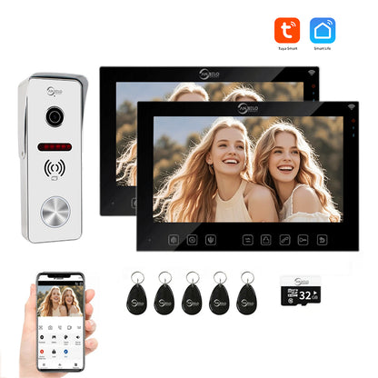 AnjieloSmart Tuya Wifi 7 inch Monitor Video Doorbell Video Door Phone Intercom System Access Control Camera Smart Apartment IC card unlocking