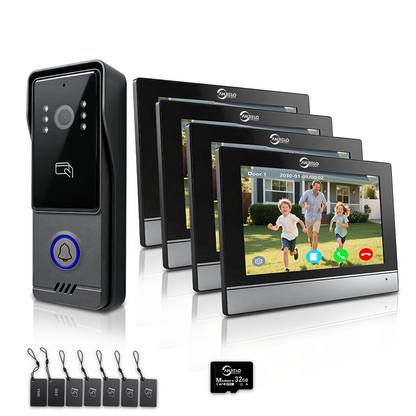 AnjieloSmart Latest Video Door Phone Access Control System - 1080P HD, IC Card & NFC Unlock, 7/10-inch Touchscreen Indoor Monitor, Tuya App Support