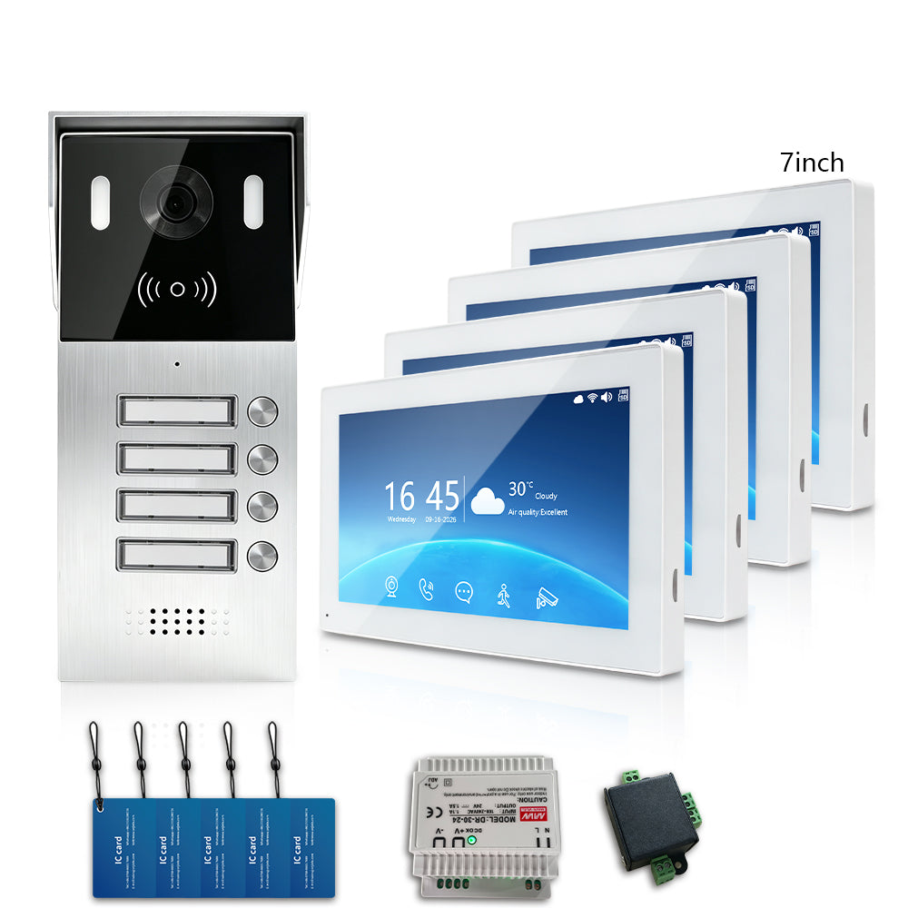 Anjielo Smart 2-Wire Multi-Tenant Video Intercom System Tuya APP Remote Unlock Wired Video Door Phone for Apartment Townhouse