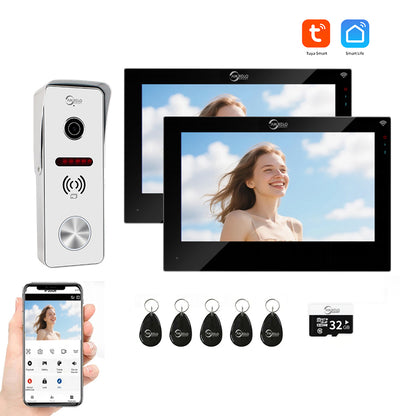 AnjieloSmart 7 Inch Monitor Wifi Smart Home Video Doorbe kit Intercom System with 1080p Monitor Rainproof Doorbell Camera