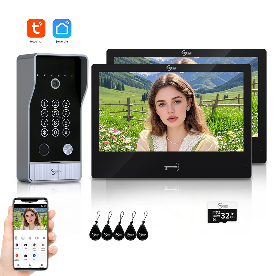 AnjieloSmart 7-inch Monitoring Video Doorbell Intercom System Waterproof Door Entry Intercom  for Villas