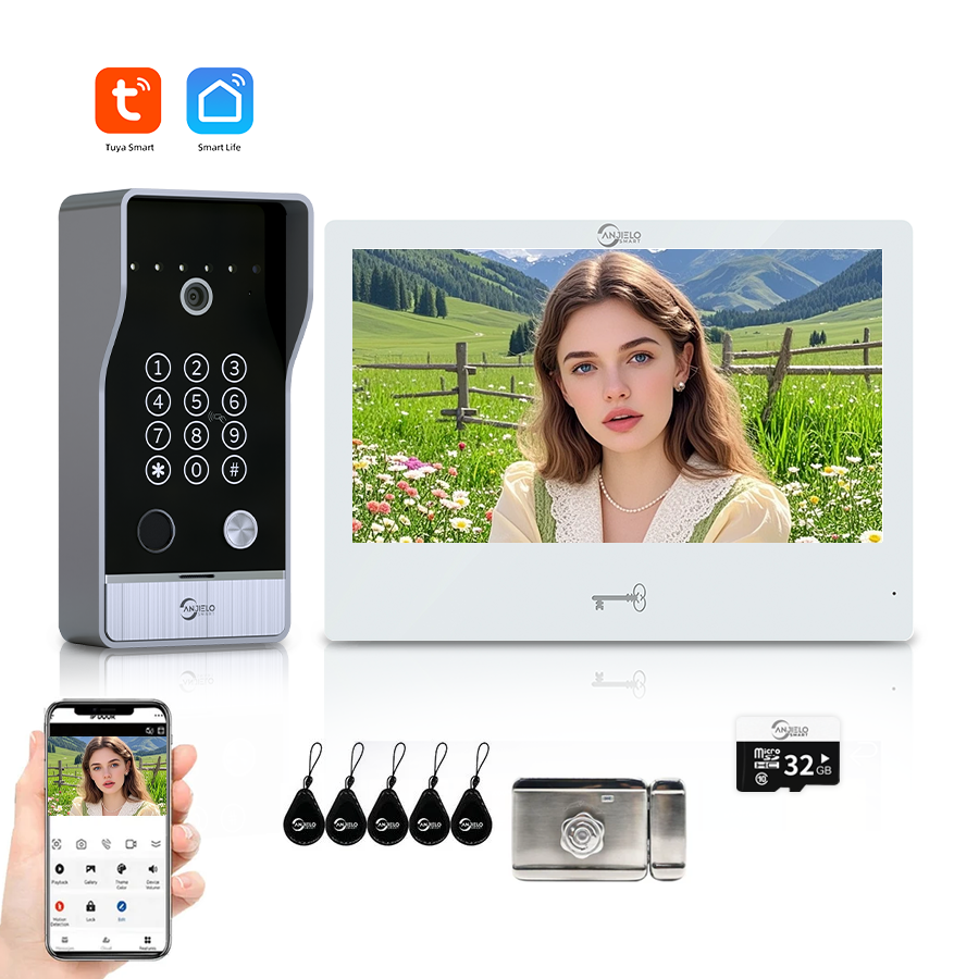 AnjieloSmart 7-inch Monitoring Video Doorbell Intercom System Waterproof Door Entry Intercom  for Villas