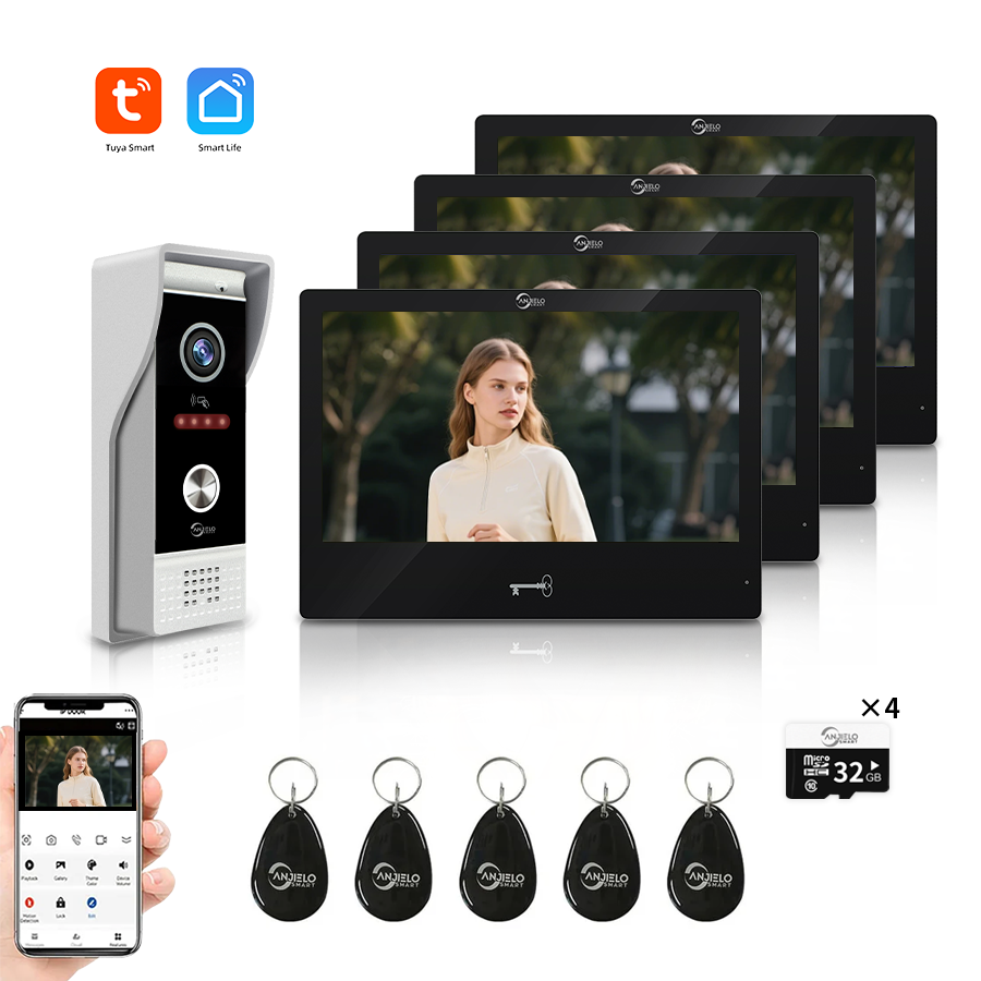 AnjieloSmart 4 Wires Video Intercom System- WiFi Tuya with Motion Detection Adjustable Detection Area