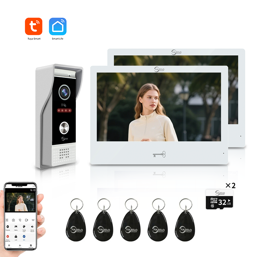 AnjieloSmart 4 Wires Video Intercom System- WiFi Tuya with Motion Detection Adjustable Detection Area
