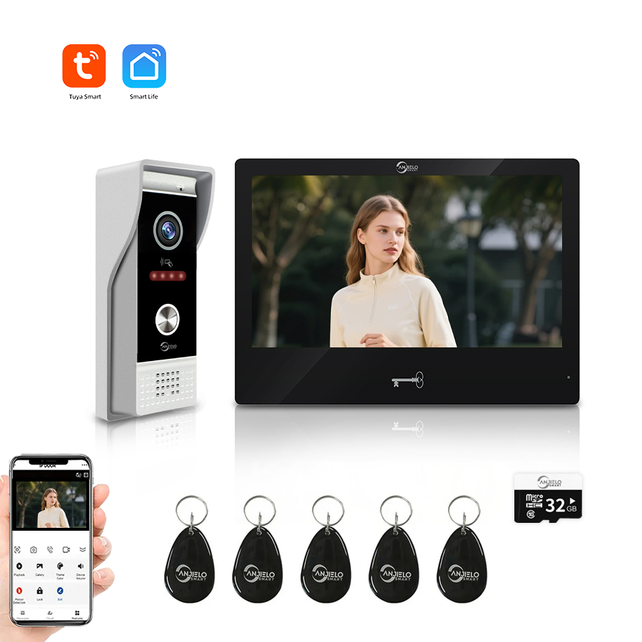 AnjieloSmart 4 Wires Video Intercom System- WiFi Tuya with Motion Detection Adjustable Detection Area