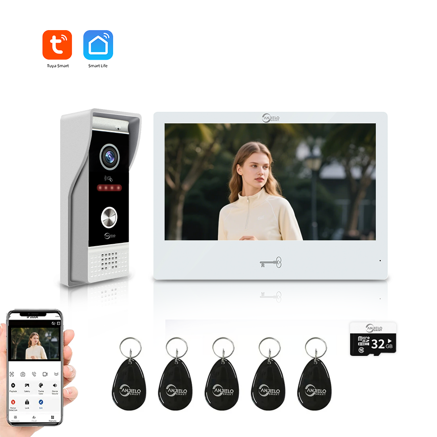 AnjieloSmart 4 Wires Video Intercom System- WiFi Tuya with Motion Detection Adjustable Detection Area