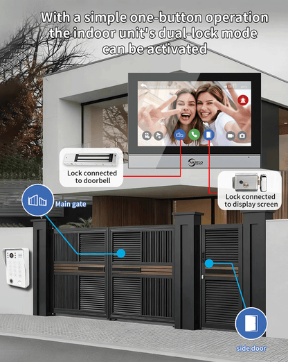 Anjielo 7/10 Inch 4-Wire WiFi Video Intercom System with 5-in-1 Unlock Fingerprint RFID Password App for Home Apartment