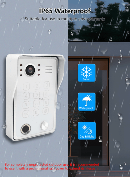 Anjielo 7/10 Inch 4-Wire WiFi Video Intercom System with 5-in-1 Unlock Fingerprint RFID Password App for Home Apartment