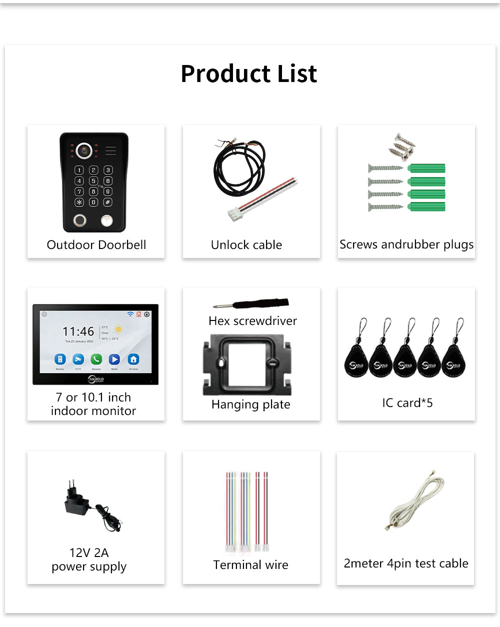 Anjielo 7/10 Inch 4-Wire WiFi Video Intercom System with 5-in-1 Unlock Fingerprint RFID Password App for Home Apartment