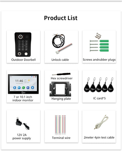 Anjielo 7/10 Inch 4-Wire WiFi Video Intercom System with 5-in-1 Unlock Fingerprint RFID Password App for Home Apartment