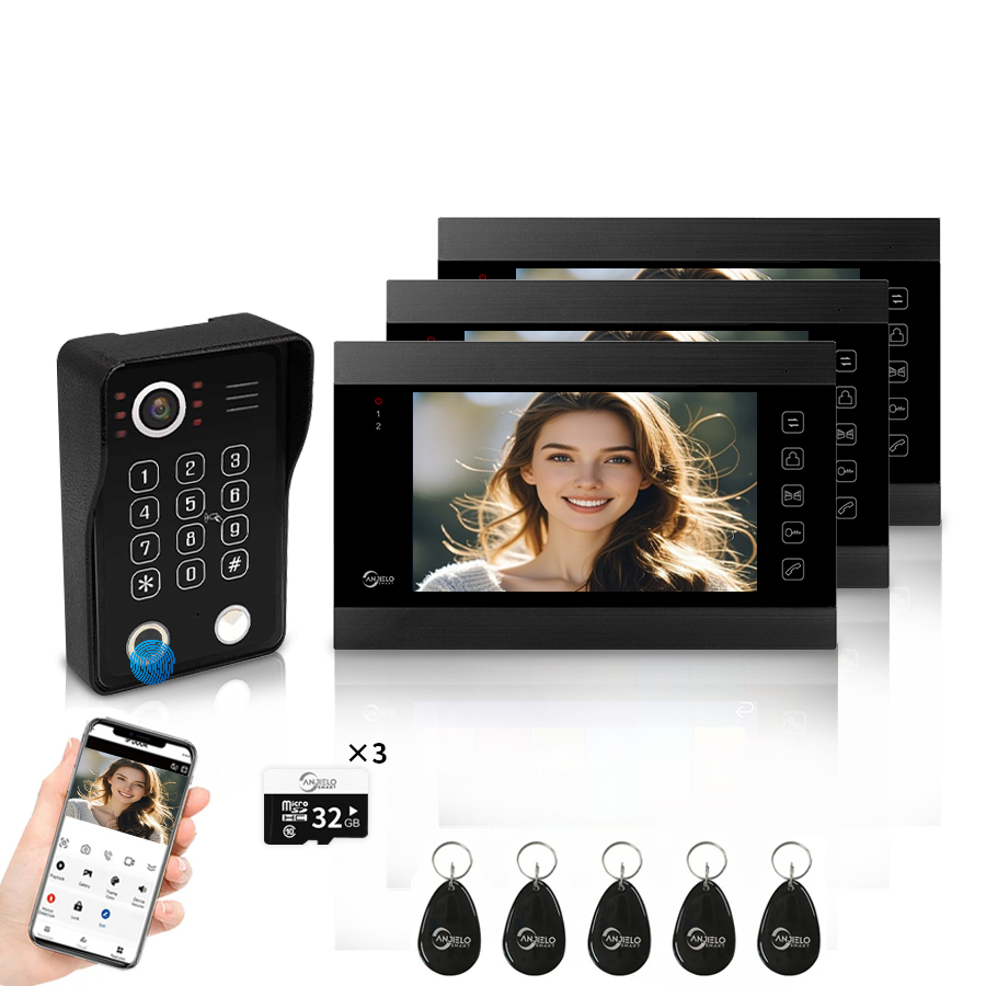 Anjielo Smart WiFi-Enabled 7" Touchscreen Video Doorphone - 1080p Resolution & App-Controlled Re