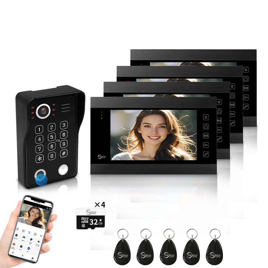 Anjielo Smart WiFi-Enabled 7" Touchscreen Video Doorphone - 1080p Resolution & App-Controlled Re