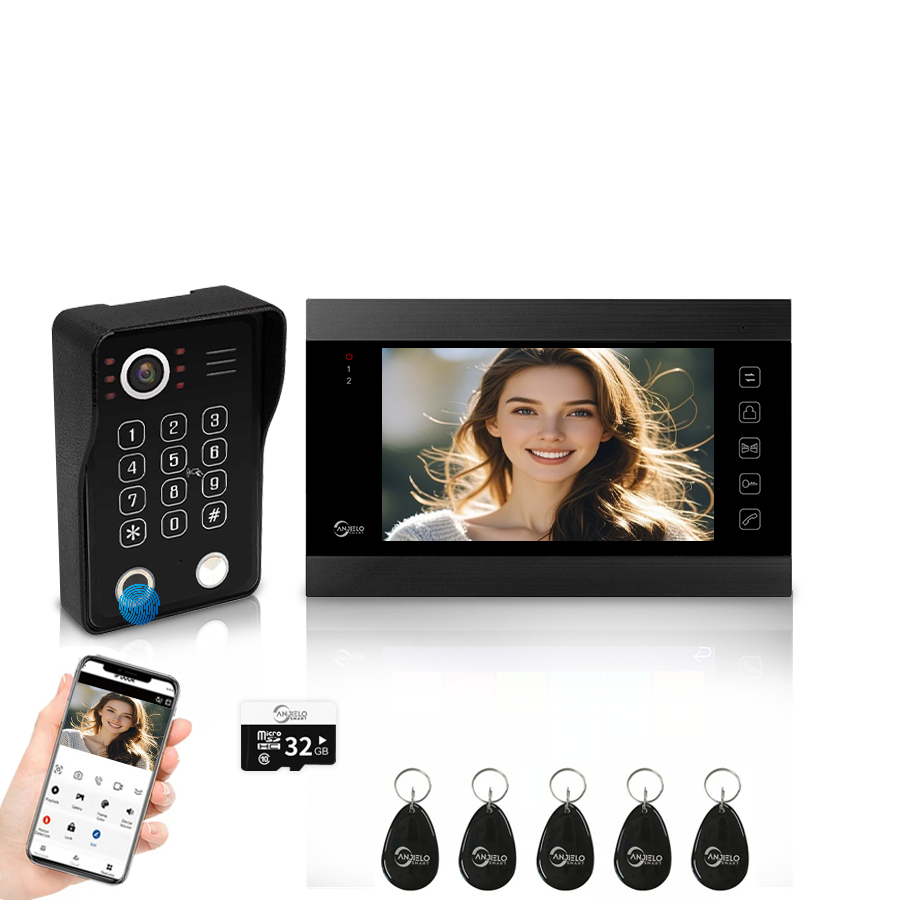 Anjielo Smart WiFi-Enabled 7" Touchscreen Video Doorphone - 1080p Resolution & App-Controlled Re