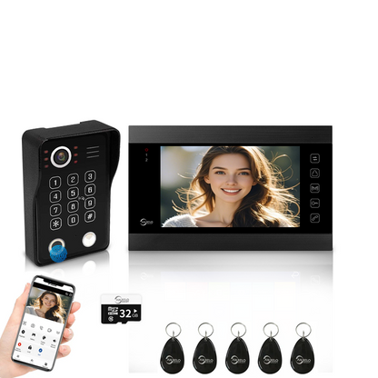 Anjielo Smart WiFi-Enabled 7" Touchscreen Video Doorphone - 1080p Resolution & App-Controlled Re