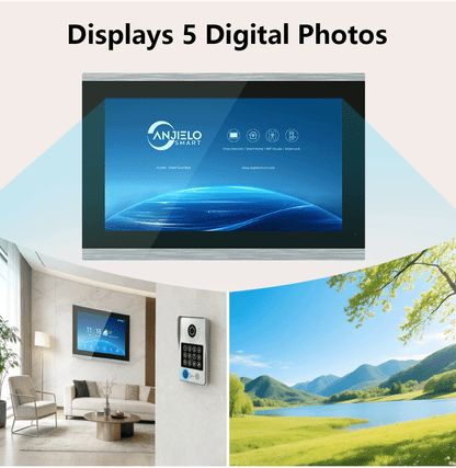 Anjielo Latest 4 wire Video Intercom System Video Doorbell Photo Frame 5 in 1 unlocking MotionDetection with Infrared Night Vision Intercom System for Apartment Home Villa