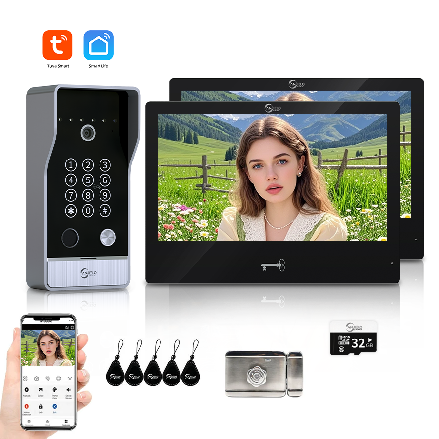 AnjieloSmart 7-inch Monitoring Video Doorbell Intercom System Waterproof Door Entry Intercom  for Villas