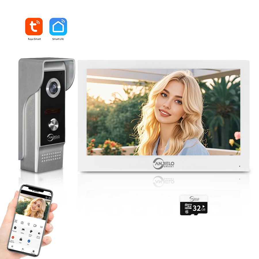 AnjieloSmart Tuya Smart 1080P IP Video Intercom - Secure Wi-Fi Enabled Doorbell Cam with Motion Detection