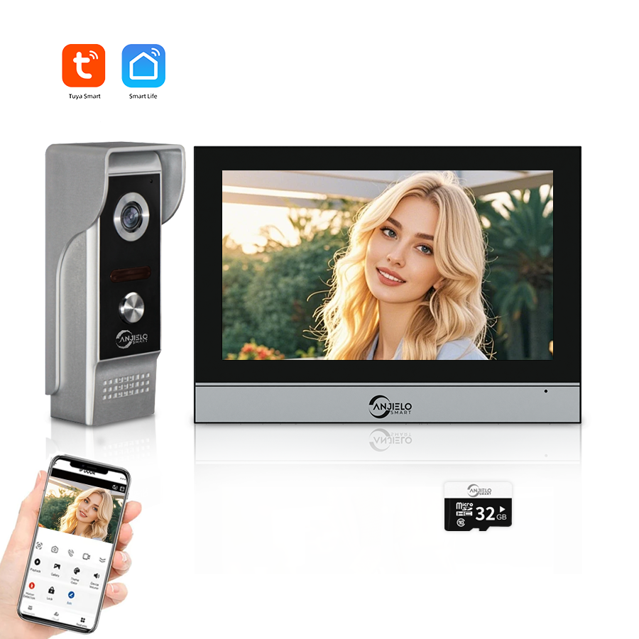 AnjieloSmart Tuya Smart 1080P IP Video Intercom - Secure Wi-Fi Enabled Doorbell Cam with Motion Detection