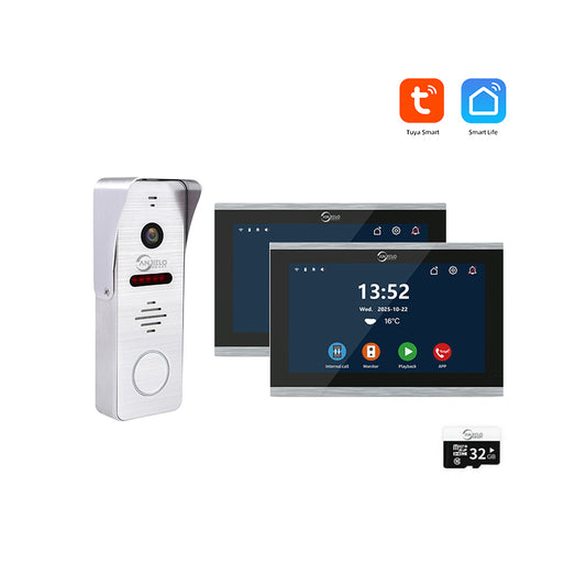 Anjielo Tuya Wifi Intercom Tuya Smart Home Wired Video Doorbell System 1080P Touch Screen 148° Doorbell Camera with Night Vision