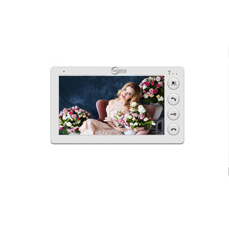 AnjieloSmart 4 Wired Video Intercom 7 Inch Monitor Video Door Intercom for2/3/4/5/6/8/10/12 Multi-Units Video Doorbell for ID Card to Unlock