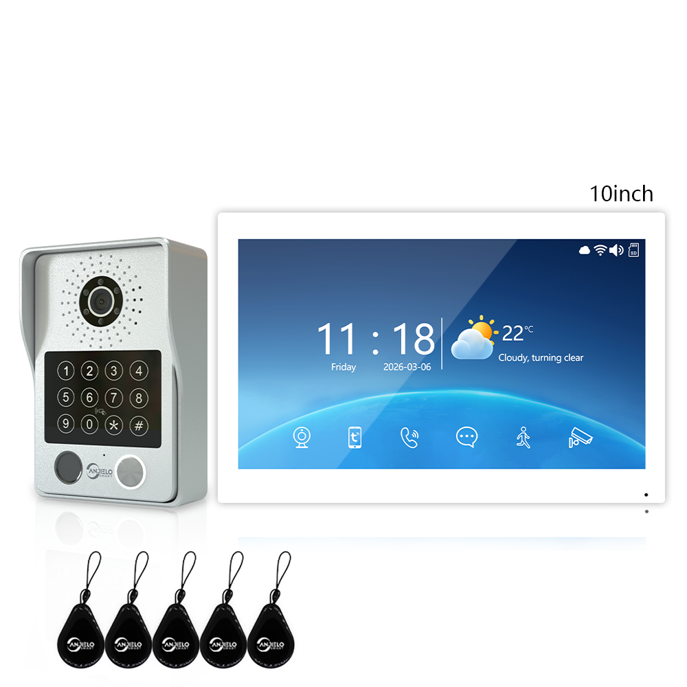 Anjielo Latest 4 wire Video Intercom System Video Doorbell Photo Frame 5 in 1 unlocking MotionDetection with Infrared Night Vision Intercom System for Apartment Home Villa