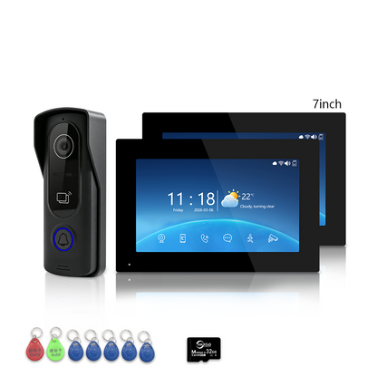 4-Wire Tuya Smart Video Intercom Kit, 7/10 Inch Touch Indoor Monitor, RFID Card & App Remote Unlock Villa Door Phone