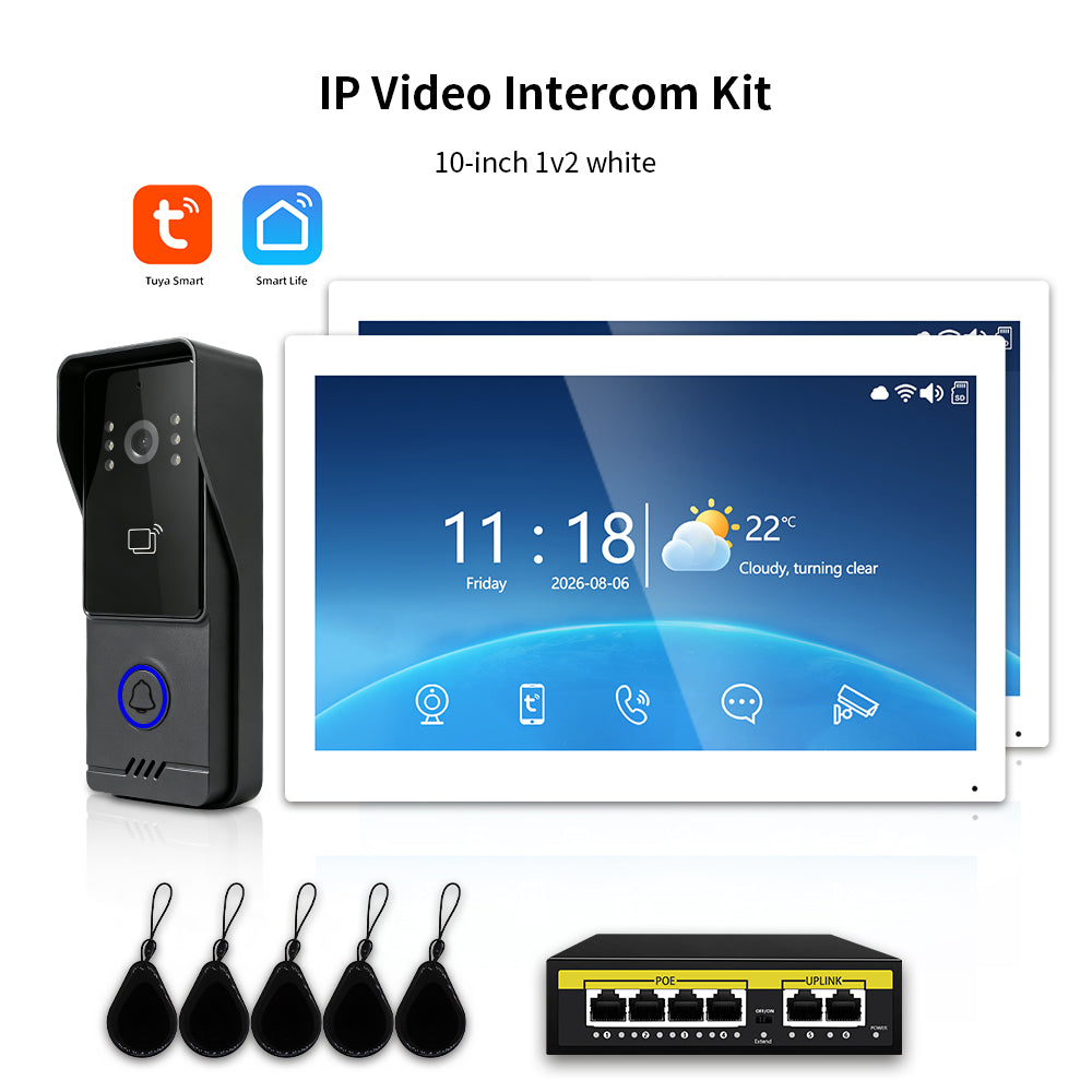 Anjielo Tuya IP Video Intercom System, 1080P Villa Video Door Phone with Remote Unlock, Infrared Night Vision, Motion Detection