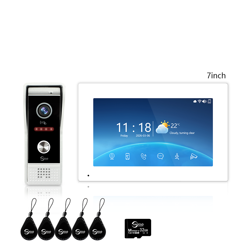 Anjielo Smart 4-Wire Video Intercom SystemPhoto Frame Background Music MotionDetection with Infrared Night Vision 3 in 1 Video Intercom System