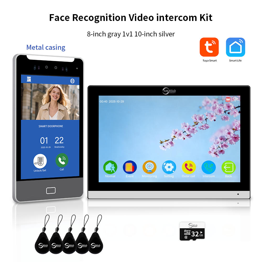 AnjieloSmart Newest Facial Recognition Video Intercom Multi-screen Display  IP AI Terminal For Multi-Apartment