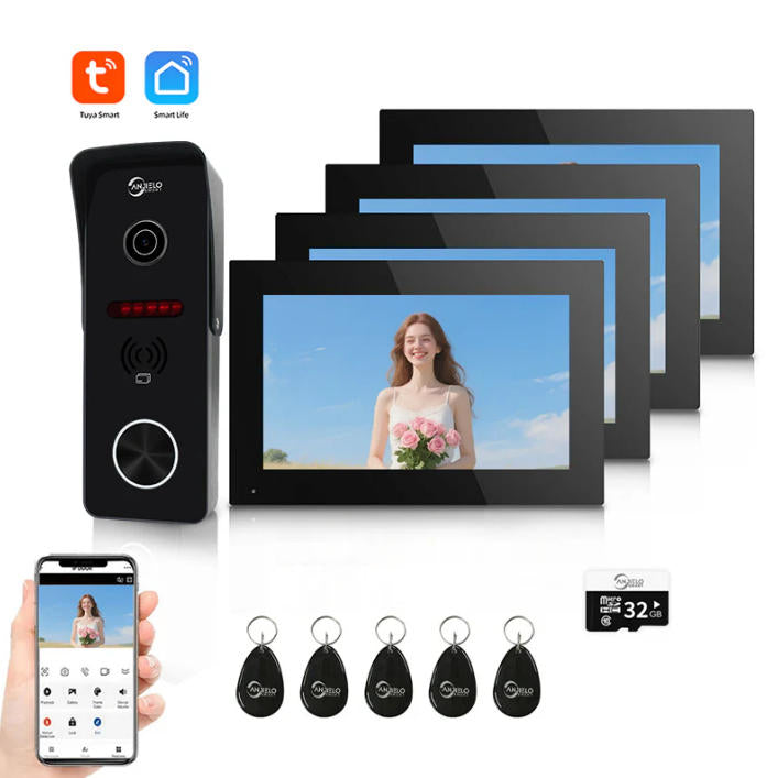 3 in 1 WiFi Smart Unlock RFID Card for Home Villa 32G Video Doorbell Office Intercom with Anti-Peep Keypad & Auto-Lock Function