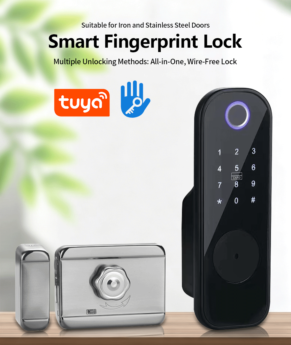 Anjielo Wireless Tuya Smart Fingerprint Lock All-in-One and Wire-Free lock Semiconductor Fingerprint Recognition